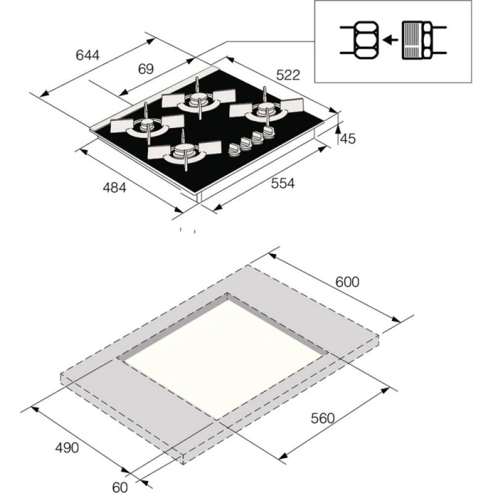 Газова варильна поверхня ASKO HG8640BGB1
